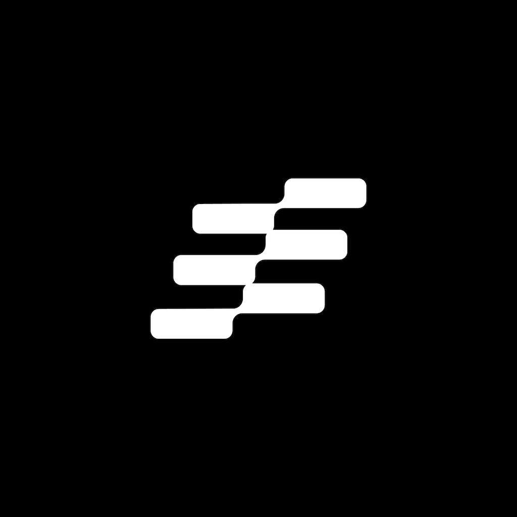 White Fiber symbol centered on a black square